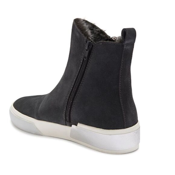DOLCE VITA Faux Shearling Sneaker Wedge Bootie,  Black Leather, Size 8 1/2, NWT - Picture 7 of 15